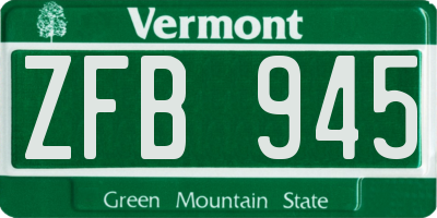 VT license plate ZFB945
