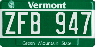 VT license plate ZFB947