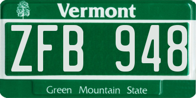 VT license plate ZFB948