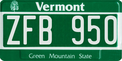 VT license plate ZFB950