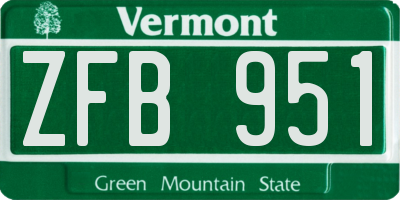 VT license plate ZFB951