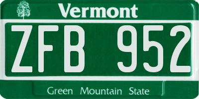 VT license plate ZFB952