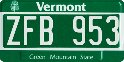 VT license plate ZFB953
