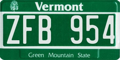 VT license plate ZFB954