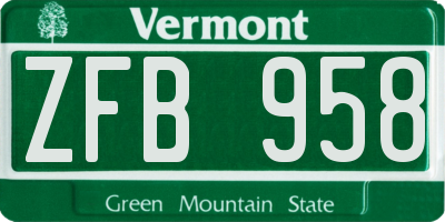 VT license plate ZFB958