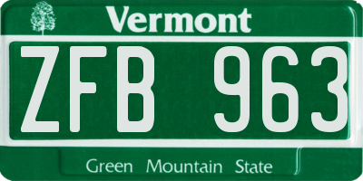 VT license plate ZFB963