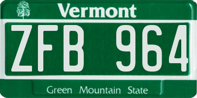 VT license plate ZFB964