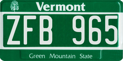 VT license plate ZFB965