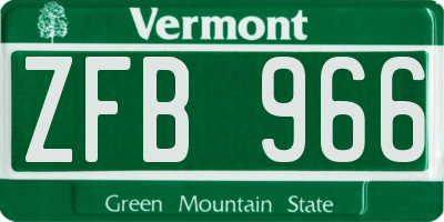 VT license plate ZFB966