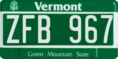 VT license plate ZFB967