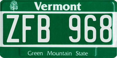 VT license plate ZFB968
