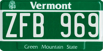 VT license plate ZFB969