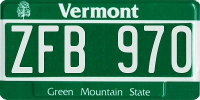 VT license plate ZFB970
