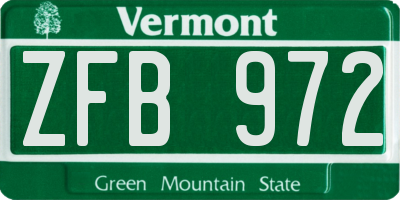 VT license plate ZFB972