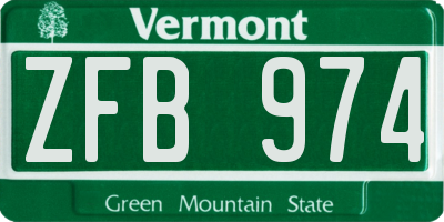 VT license plate ZFB974