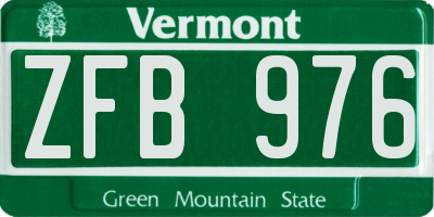 VT license plate ZFB976
