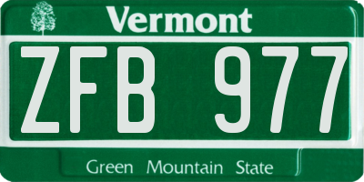 VT license plate ZFB977