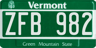 VT license plate ZFB982