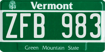 VT license plate ZFB983