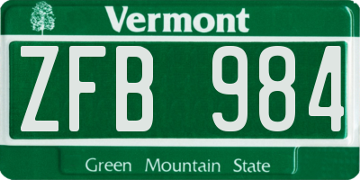 VT license plate ZFB984