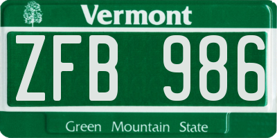 VT license plate ZFB986