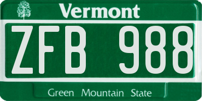 VT license plate ZFB988
