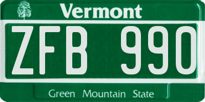 VT license plate ZFB990