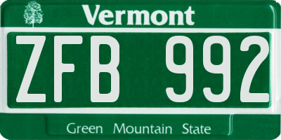 VT license plate ZFB992