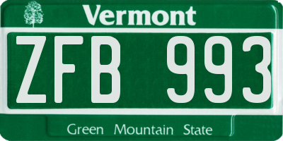 VT license plate ZFB993