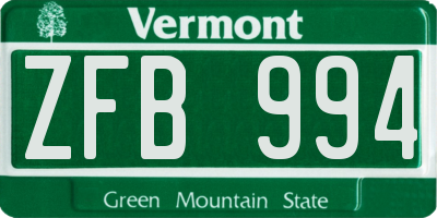 VT license plate ZFB994