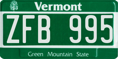 VT license plate ZFB995