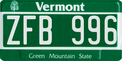 VT license plate ZFB996
