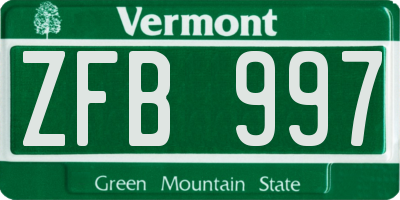 VT license plate ZFB997