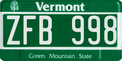 VT license plate ZFB998