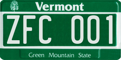 VT license plate ZFC001
