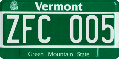 VT license plate ZFC005