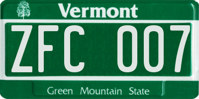 VT license plate ZFC007