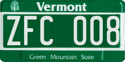 VT license plate ZFC008