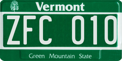 VT license plate ZFC010