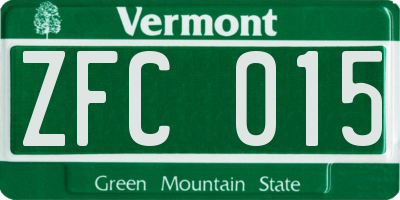 VT license plate ZFC015