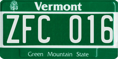 VT license plate ZFC016