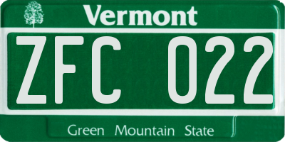 VT license plate ZFC022