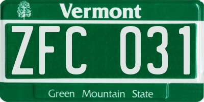 VT license plate ZFC031