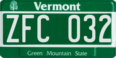 VT license plate ZFC032