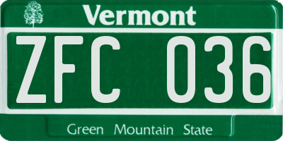 VT license plate ZFC036