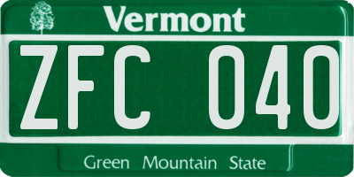 VT license plate ZFC040