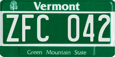 VT license plate ZFC042