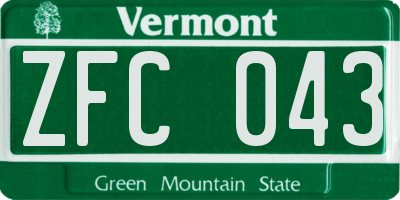 VT license plate ZFC043