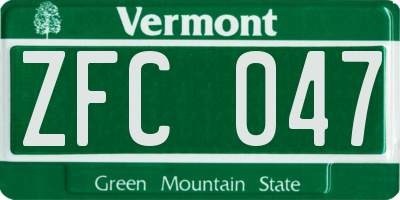 VT license plate ZFC047