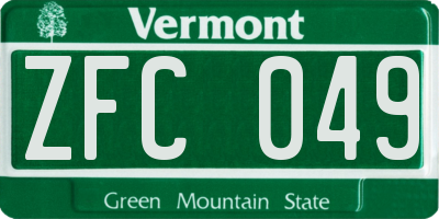 VT license plate ZFC049